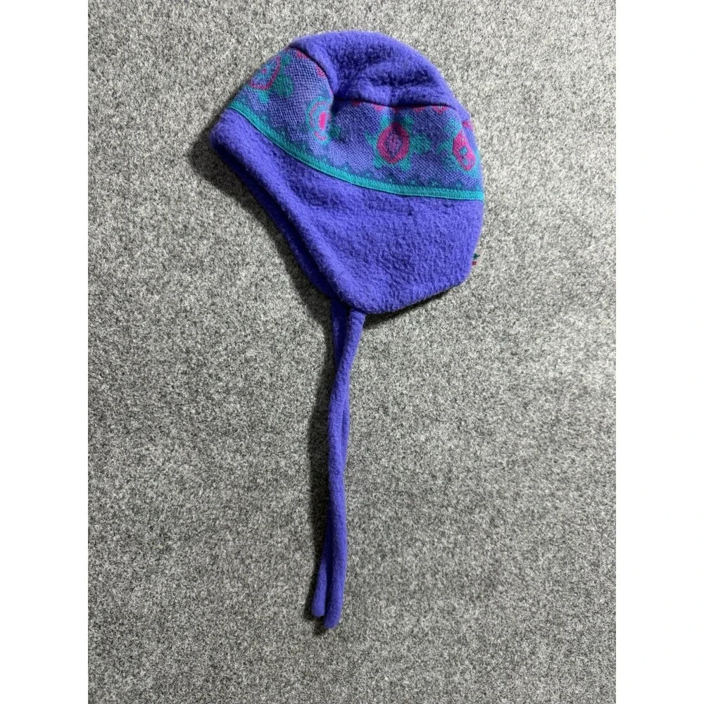 VTG Turtle Fur Kids Winter Beanie Ski Hat Wool Knit‎ Fleece Lining Purple 90s